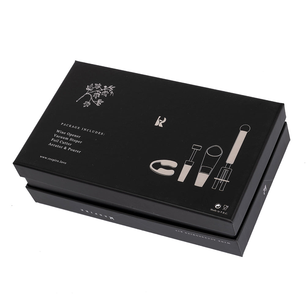 4-Piece Wine Accessories Kit - Black