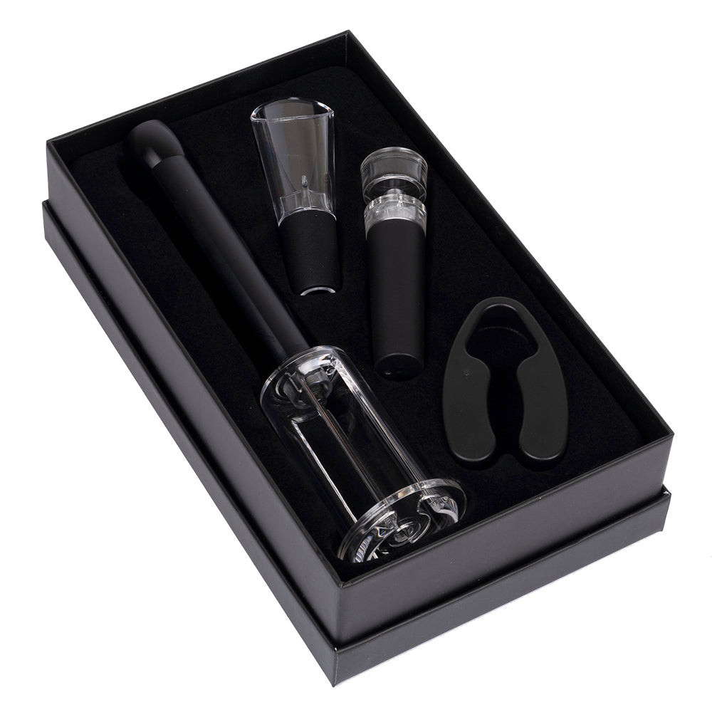 4-Piece Wine Accessories Kit - Black
