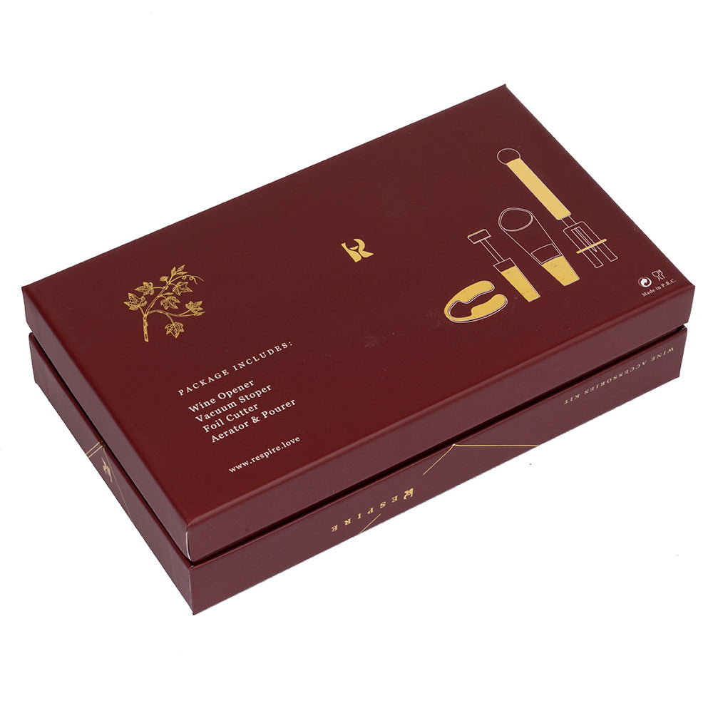 4-Piece Wine Accessories Kit - Burgundy
