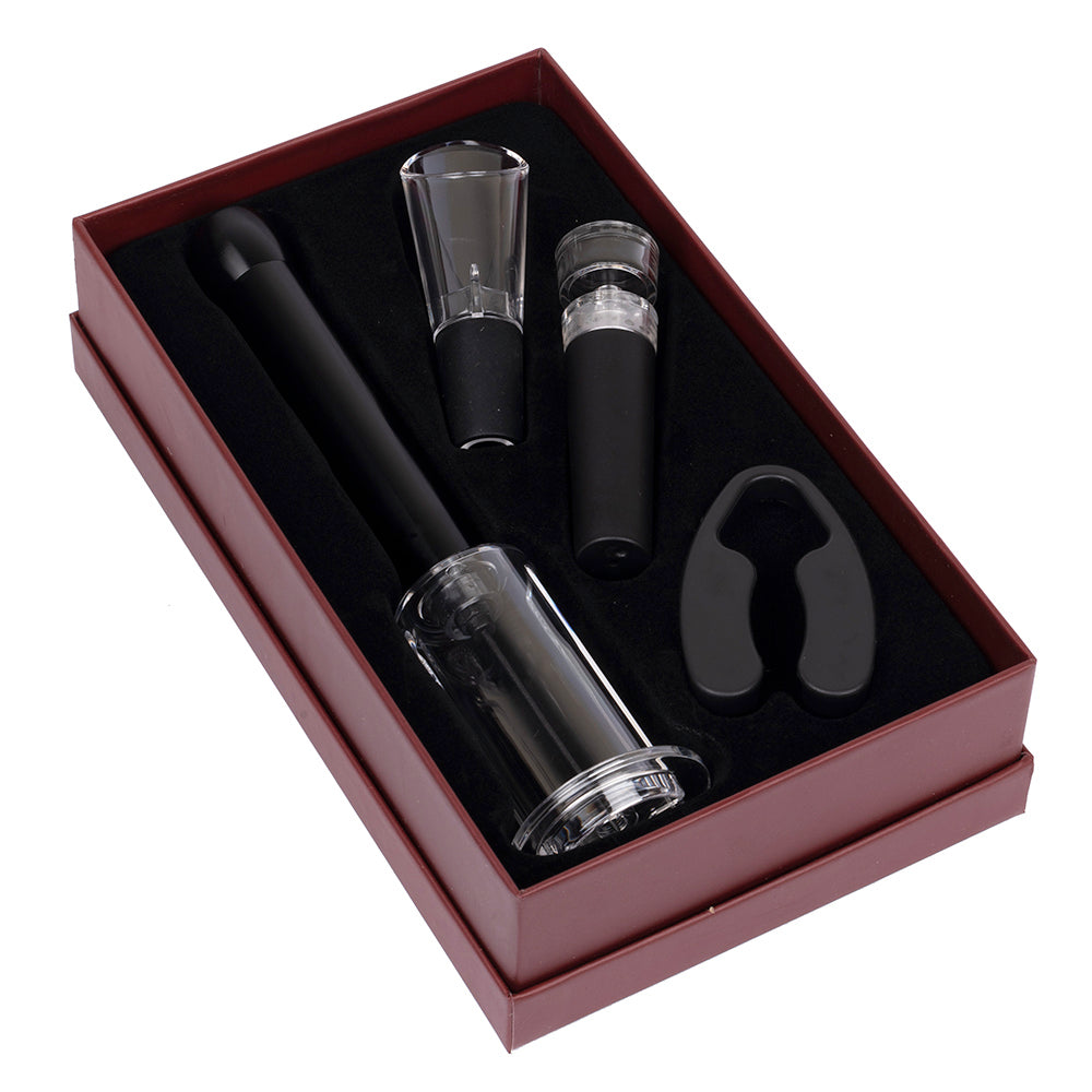 4-Piece Wine Accessories Kit - Burgundy
